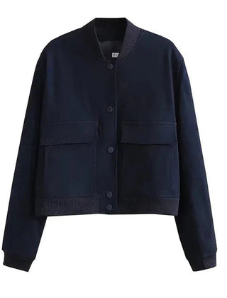 Women's Cropped Bomber Jacket Relaxed Fit Zip Closure Casual Everyday Wear