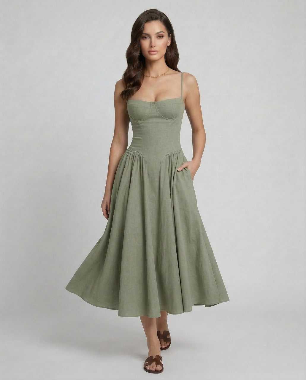 Women's Floral Midi Dress Outfit for Summer Holidays Weddings Parties and Everyday Wear