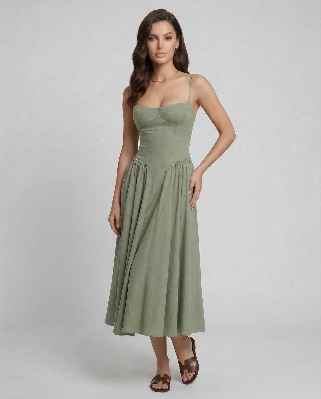 Women's Floral Midi Dress Outfit for Summer Holidays Weddings Parties and Everyday Wear