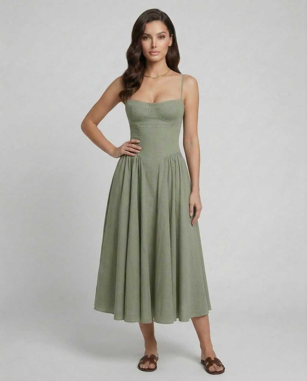 Women's Floral Midi Dress Outfit for Summer Holidays Weddings Parties and Everyday Wear