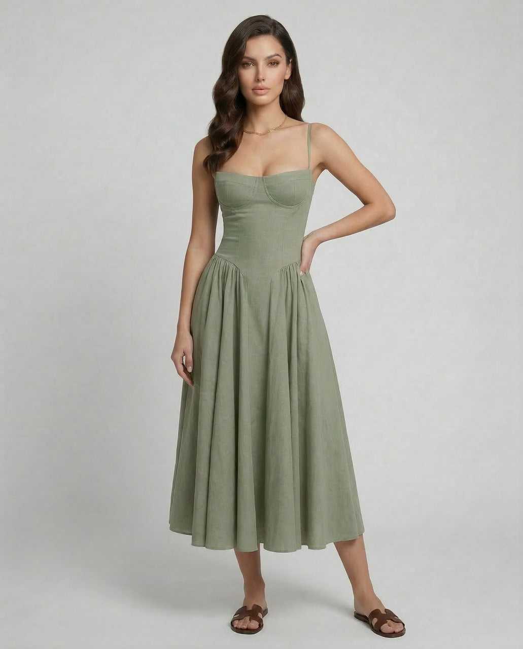 Women's Floral Midi Dress Outfit for Summer Holidays Weddings Parties and Everyday Wear