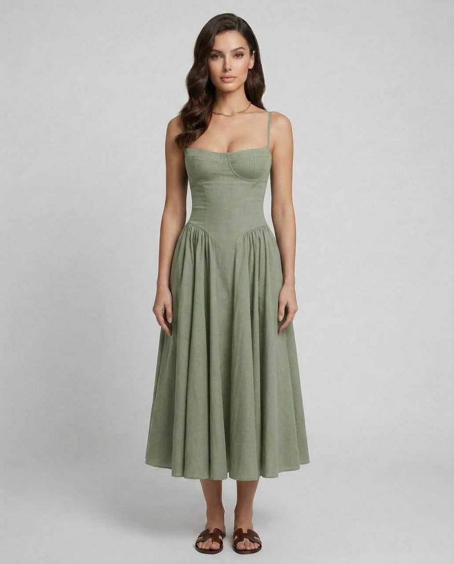 Women's Floral Midi Dress Outfit for Summer Holidays Weddings Parties and Everyday Wear