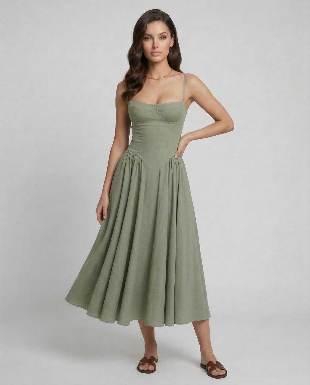 Women's Floral Midi Dress Outfit for Summer Holidays Weddings Parties and Everyday Wear