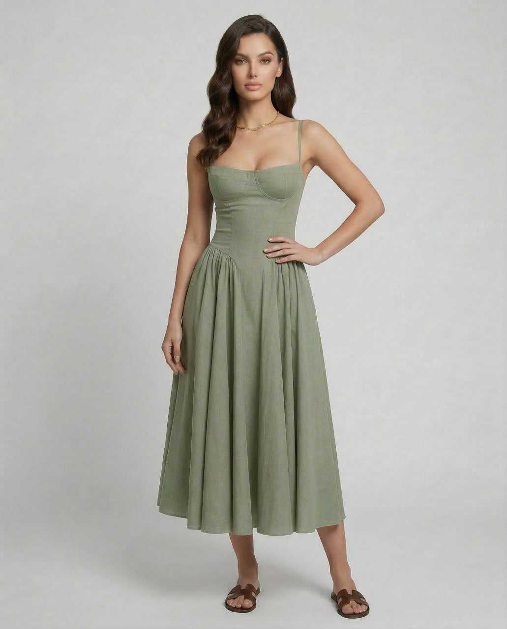 Women's Floral Midi Dress Outfit for Summer Holidays Weddings Parties and Everyday Wear