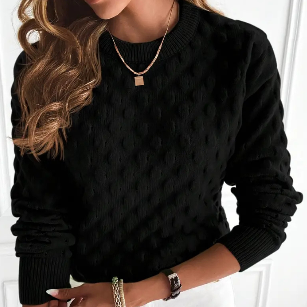 Women's Classic Cable Knit Sweater Crewneck Long Sleeve Versatile Layering