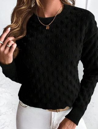 Women's Classic Cable Knit Sweater Crewneck Long Sleeve Versatile Layering