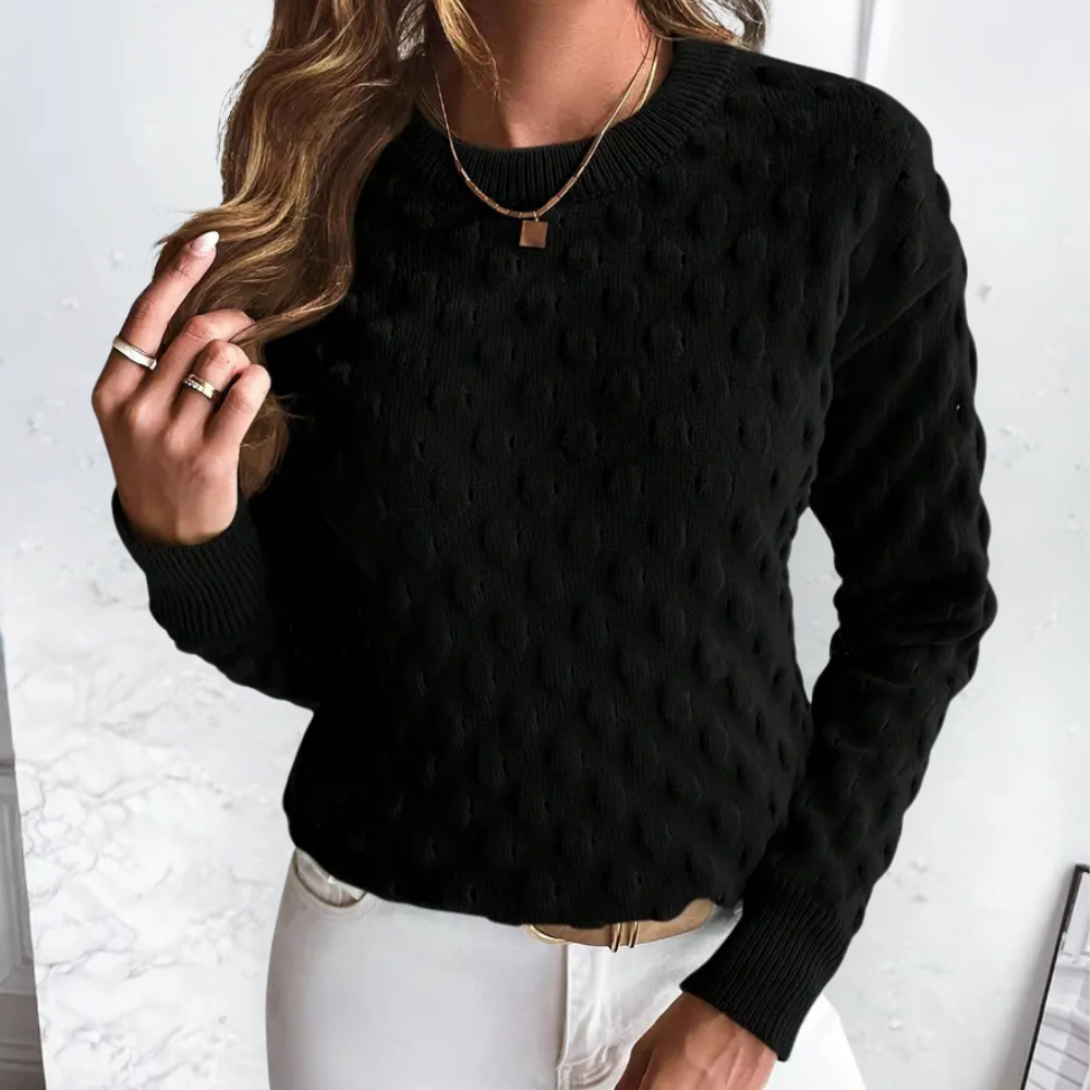 Women's Classic Cable Knit Sweater Crewneck Long Sleeve Versatile Layering