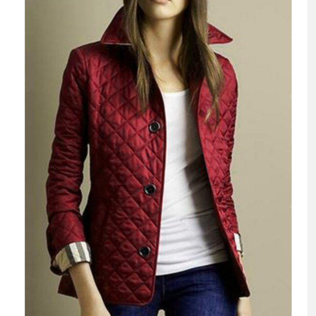 Women's Quilted Autumn Jacket Button Closure Stylish Layered Casual Wear