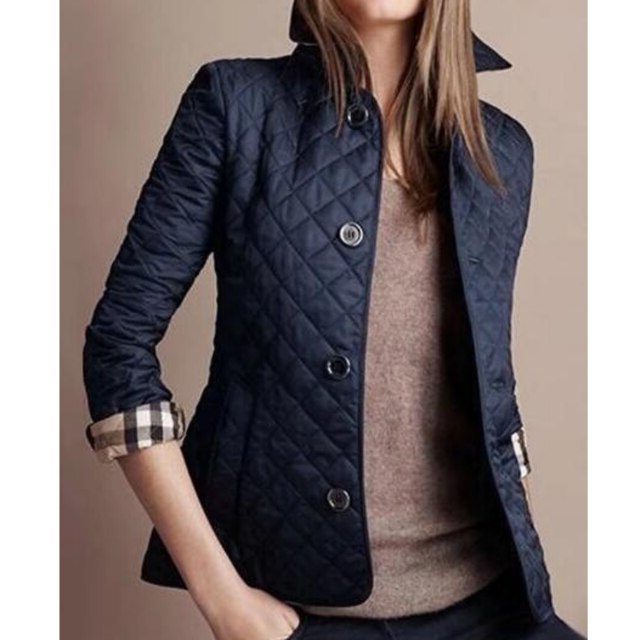 Women's Quilted Autumn Jacket Button Closure Stylish Layered Casual Wear