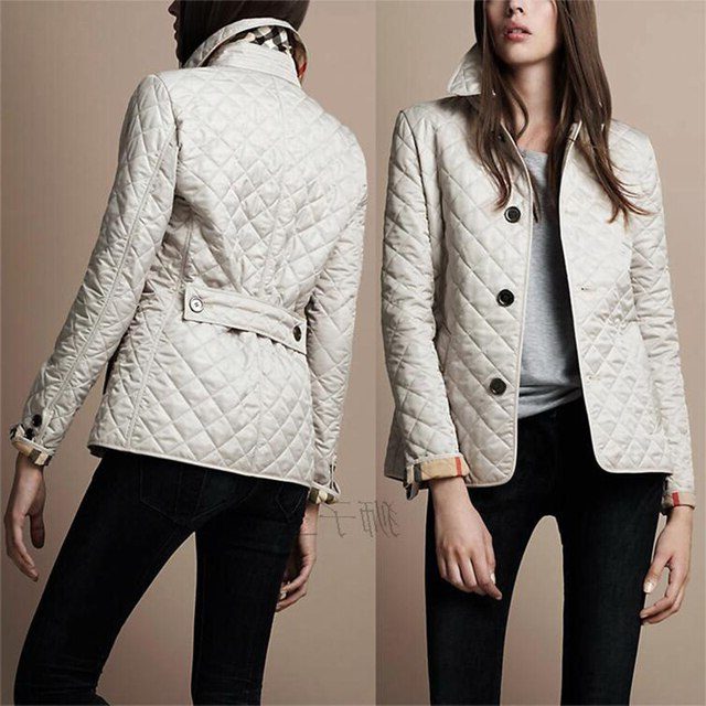 Women's Quilted Autumn Jacket Button Closure Stylish Layered Casual Wear